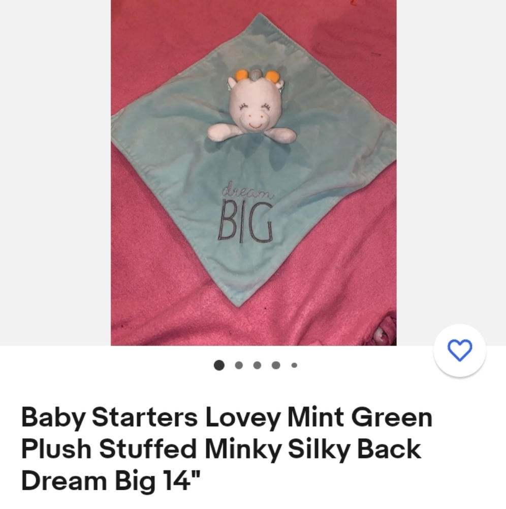 Baby starters, Happy Cow l o v e y mint green security blanket dream big, color
